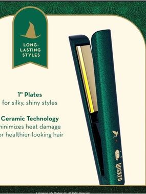 “DUO “WICKED Emerald green  FLAT IRON & Glinda CURLING IRON  1”